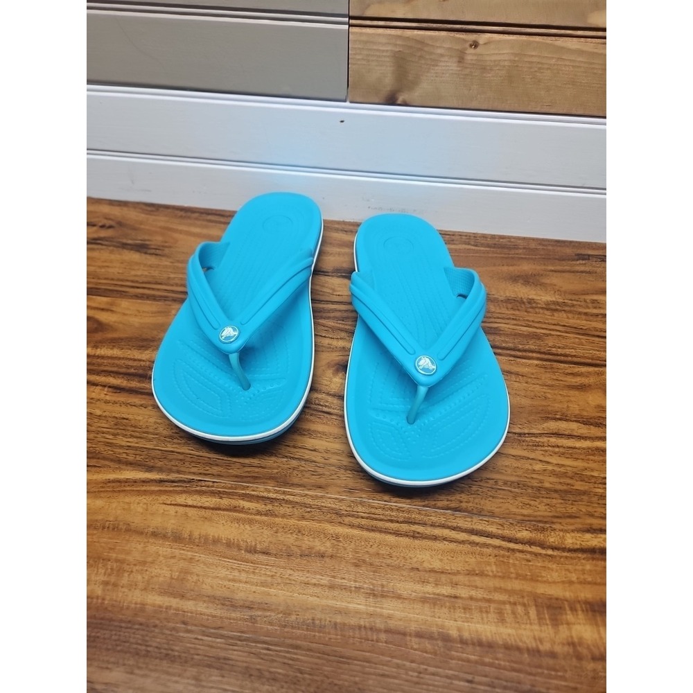 Crocs Crocband Flip Flop Sandal Blue  w/ White Slip On Mens 9 Womens 11